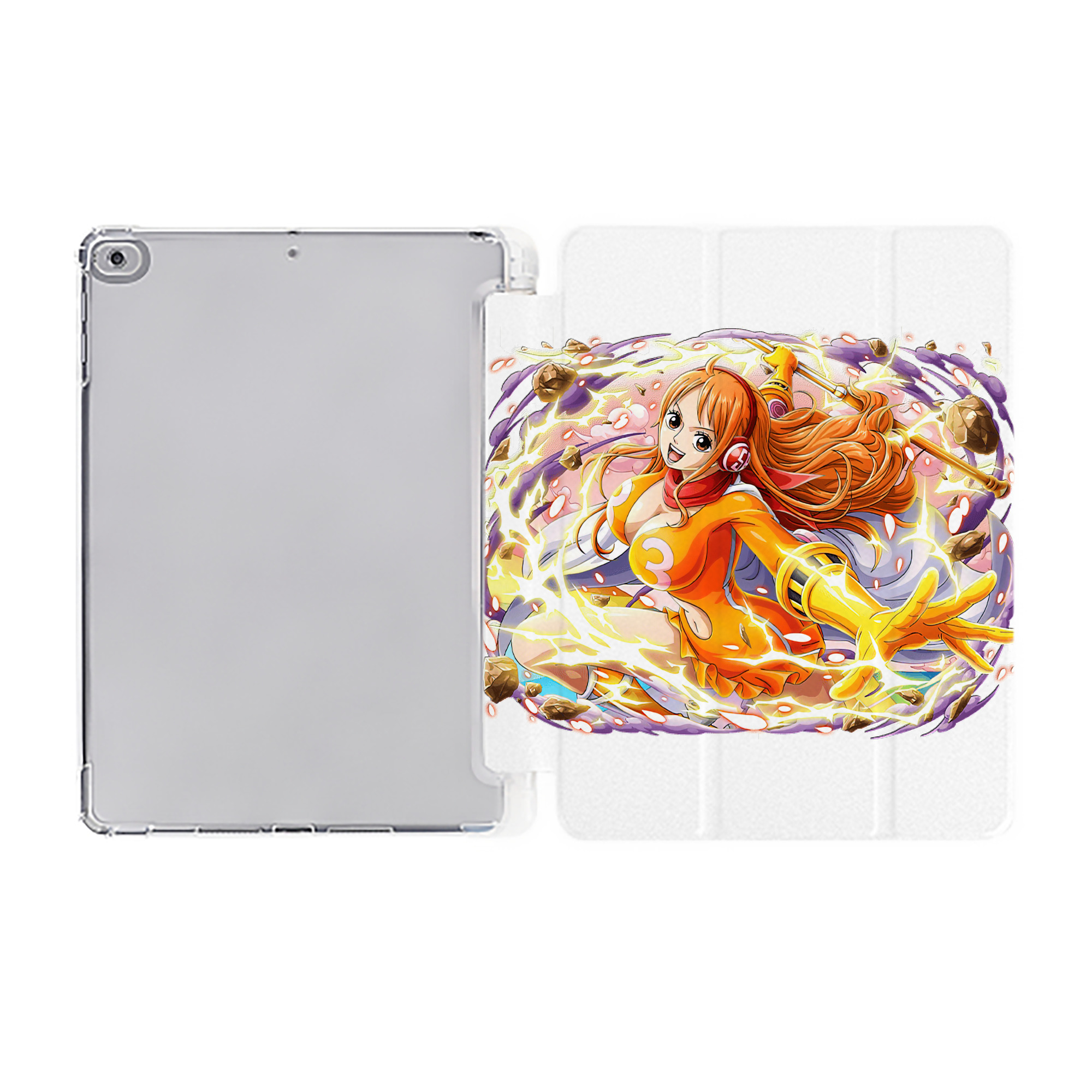 （画像用） ワンピース ナミ ONE PIECE Nami IPad ケース ペン収納付き 三つ折りスタンド PUレザー×シリコン 対応機種9.5/10.5/10.9インチ